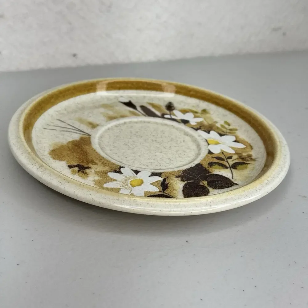 Lot of 5 Mikasa Daisy Mae Stone Manor Plates & Bowls Set MCM Floral Brown Japan